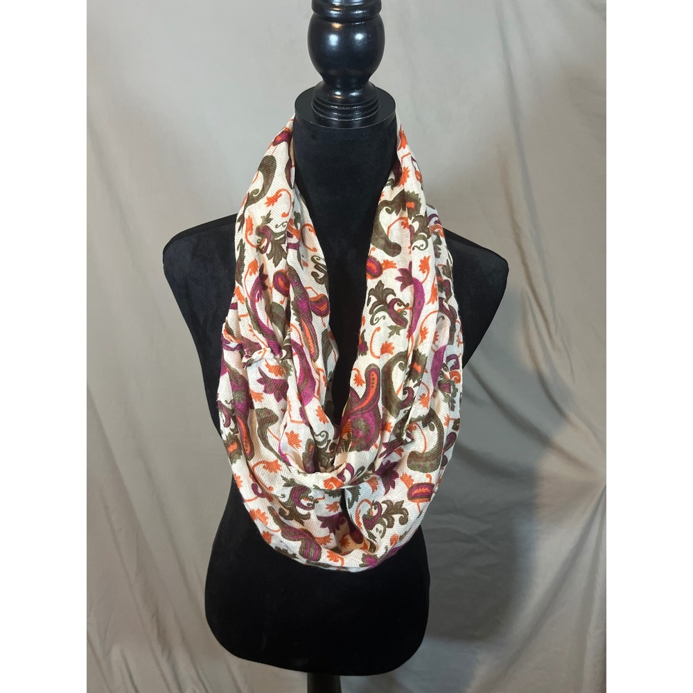 Womens‎ Paisley Infinity Scarf Purple Orange Green Floral Lightweight Loop Scarf